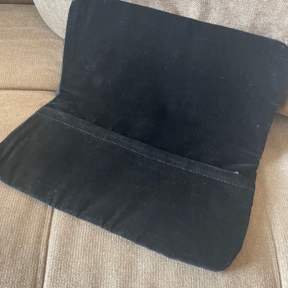 VTG GENUINE COWHIDE CLUTCH BAG FLAP BLACK WESTERN BOHEMIAN FRINGE RARE VERSATILE - Picture 7 of 16